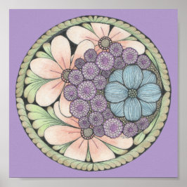 Flower4 doodle art print 8x8in.