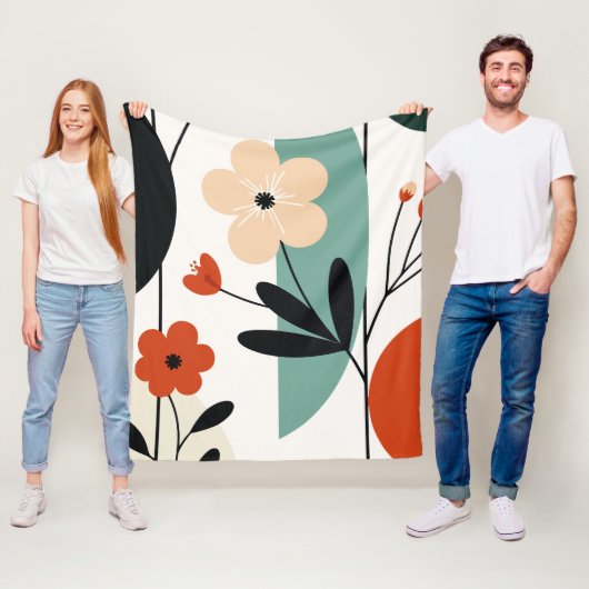 Flower abstract pattern fleece deken (In situ)