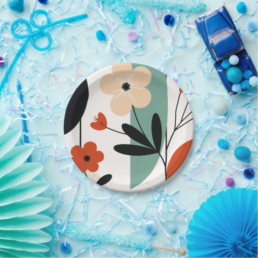 Flower abstract pattern papieren bordje (Feest)