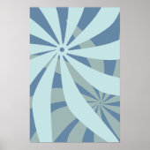 Flower Abstract Retro Blue Poster (Voorkant)