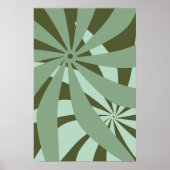 Flower Abstract Retro Groen Poster (Voorkant)