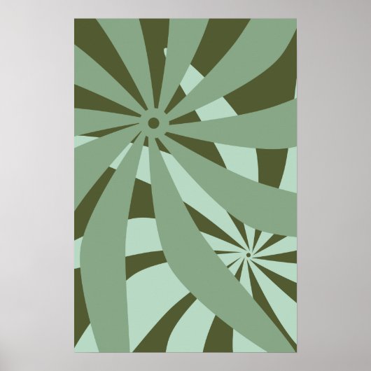 Flower Abstract Retro Groen Poster (Voorkant)