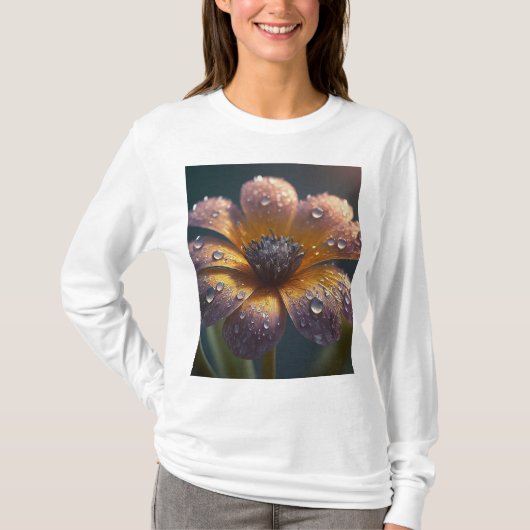 Flower Afbeelding" Full-Sleeve T-shirt voor vrouwe (Voorkant)