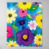 Flower All Over Print Waterverf Poster (Voorkant)