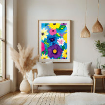 Flower All Over Print Waterverf Poster