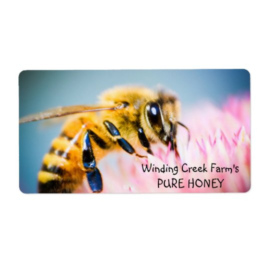 Flower and Bee gepersonaliseerde honing Label (Voorkant)