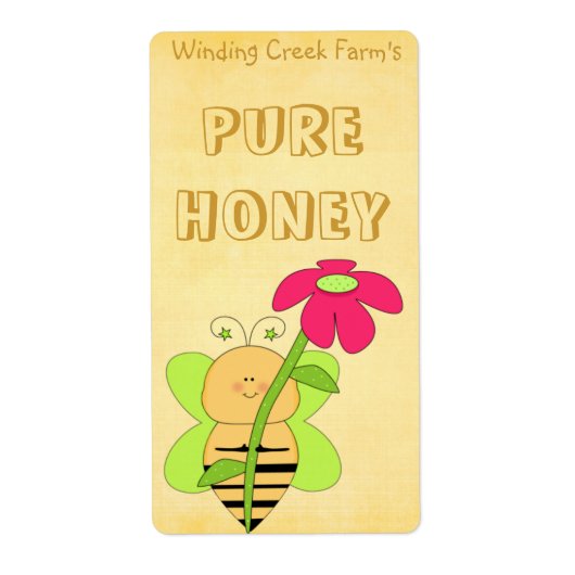 Flower and Bee Pure Honey Label (Voorkant)