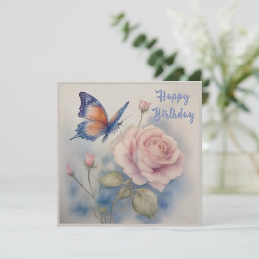 Flower and Butterfly Flat Wenskaart Kaart (Staand voorkant)