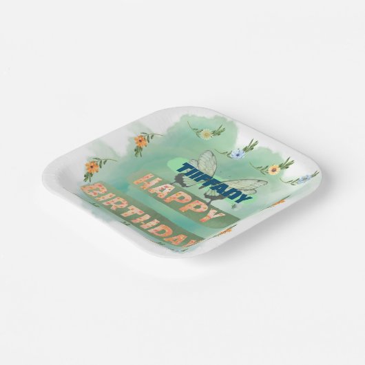 Flower and Butterfly Paper Square Bord (Gebogen)