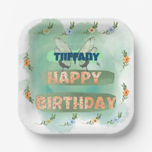 Flower and Butterfly Paper Square Bord (Voorkant)