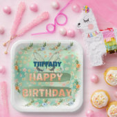 Flower and Butterfly Paper Square Bord (Feest)