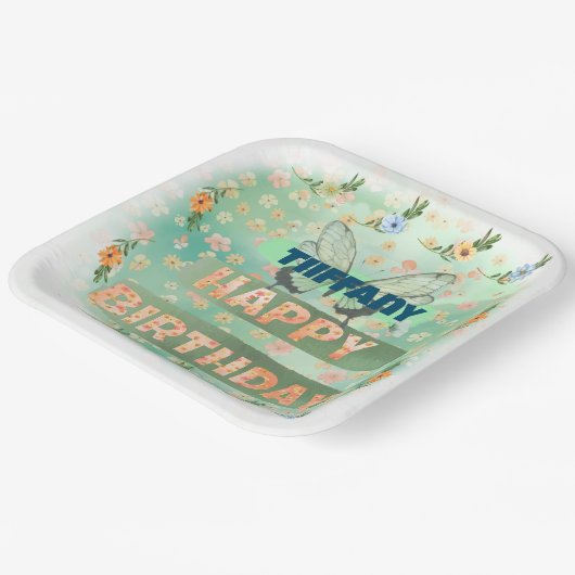 Flower and Butterfly Paper Square Bord (Gebogen)