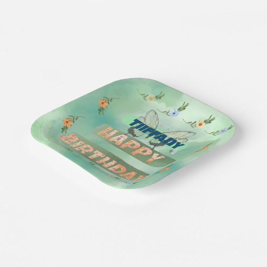 Flower and Butterfly Paper Square Bord (Gebogen)