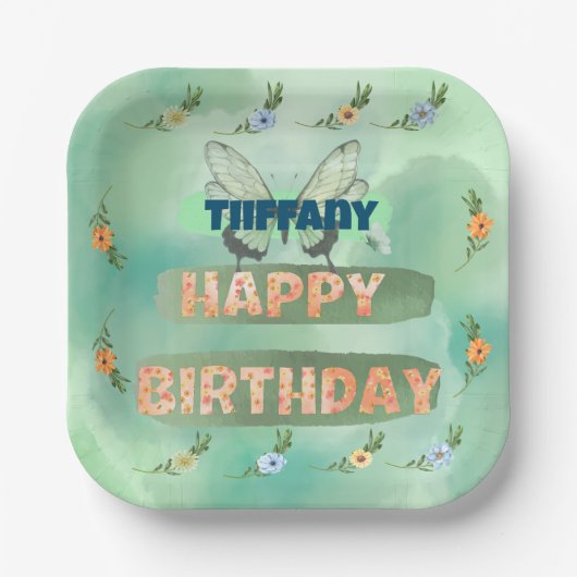 Flower and Butterfly Paper Square Bord (Voorkant)