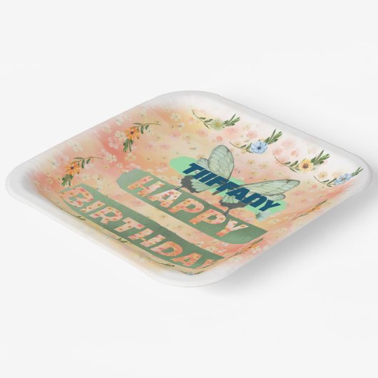 Flower and Butterfly Paper Square Bord (Gebogen)