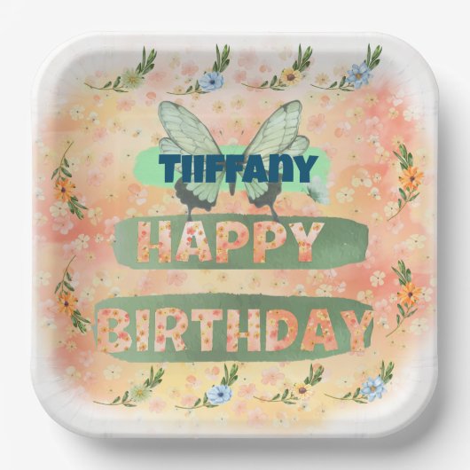 Flower and Butterfly Paper Square Bord (Voorkant)