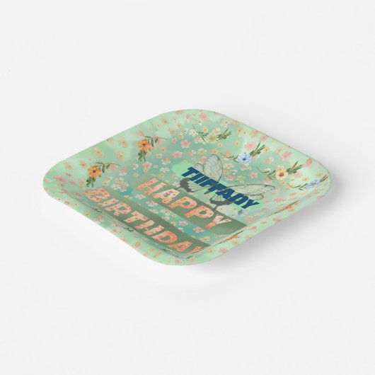 Flower and Butterfly Paper Square Bord (Gebogen)