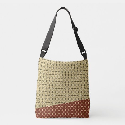 Flower and Diamond Pattern Gold Red Crossbody Tas (Voorkant)