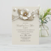 Flower and Pearls Wedding After Party Kaart (Staand voorkant)