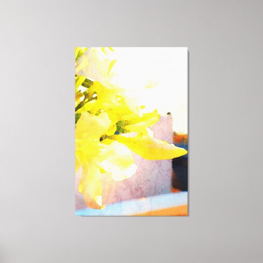 *~* Flower AP10 Yellow Peach Waterverf Flower Acr Canvas Afdruk (Voorkant)