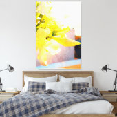 *~* Flower AP10 Yellow Peach Waterverf Flower Acr Canvas Afdruk (Insitu (Slaapkamer))