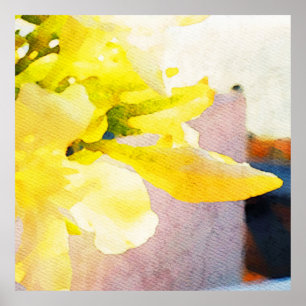 *~* Flower AP10 Yellow Peach Waterverf Flower Poster