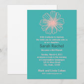 Flower Aqua Invitation Kaart (Voorkant / Achterkant)