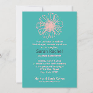 Flower Aqua Invitation Kaart