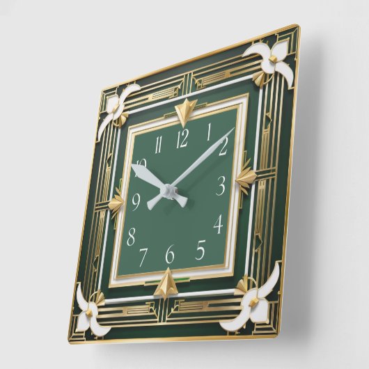 Flower Art Deco Elegant Vierkante Klok (Hoek)