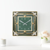 Flower Art Deco Elegant Vierkante Klok (Huis)