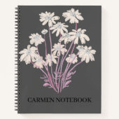 Flower Art Drawing Personalize Spiral Notebook Notitieboek (Voorkant)