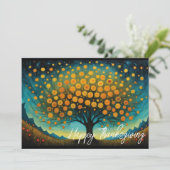Flower Art Herfst Tree Vakantie Thanksgiving Kaart (Staand voorkant)