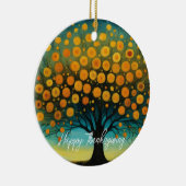 Flower Art Herfst Tree Vakantie Thanksgiving Kaart Keramisch Ornament (Rechts)
