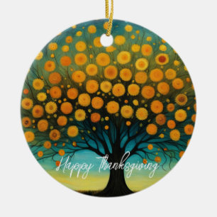 Flower Art Herfst Tree Vakantie Thanksgiving Kaart Keramisch Ornament