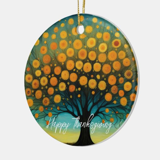 Flower Art Herfst Tree Vakantie Thanksgiving Kaart Keramisch Ornament (Links)