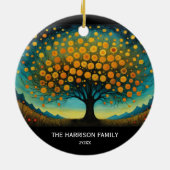 Flower Art Herfst Tree Vakantie Thanksgiving Kaart Keramisch Ornament (Achterkant)