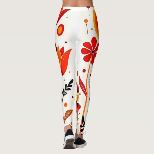 Flower Art Witte achtergrond Leggings (Achterkant)