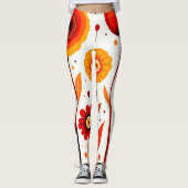 Flower Art Witte achtergrond Leggings (Voorkant)