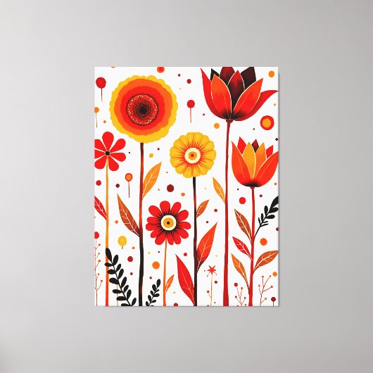Flower Art Witte Achtergrond Muur Art Canvas Afdruk (Voorkant)