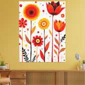 Flower Art Witte Achtergrond Muur Art Canvas Afdruk (Insitu (Woonkamer))