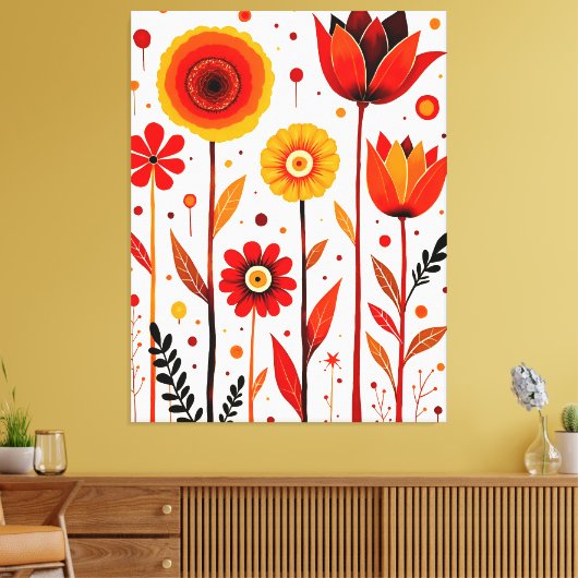 Flower Art Witte Achtergrond Muur Art Canvas Afdruk (Insitu (Woonkamer))