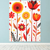 Flower Art Witte Achtergrond Muur Art Canvas Afdruk (Insitu (Houten vloer))