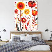 Flower Art Witte Achtergrond Muur Art Canvas Afdruk (Insitu (Slaapkamer))