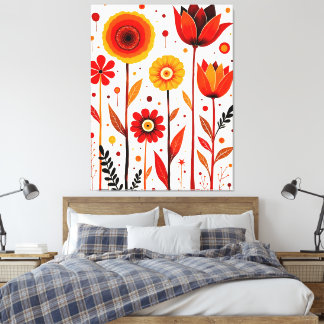 Flower Art Witte Achtergrond Muur Art Canvas Afdruk