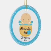 Flower Baby Boy Baby's eerste kerst Ornament (Rechts)