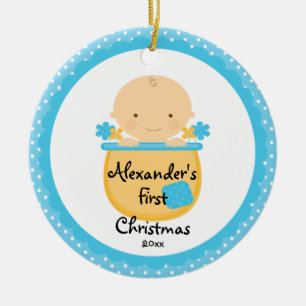 Flower Baby Boy Baby's eerste kerst Ornament