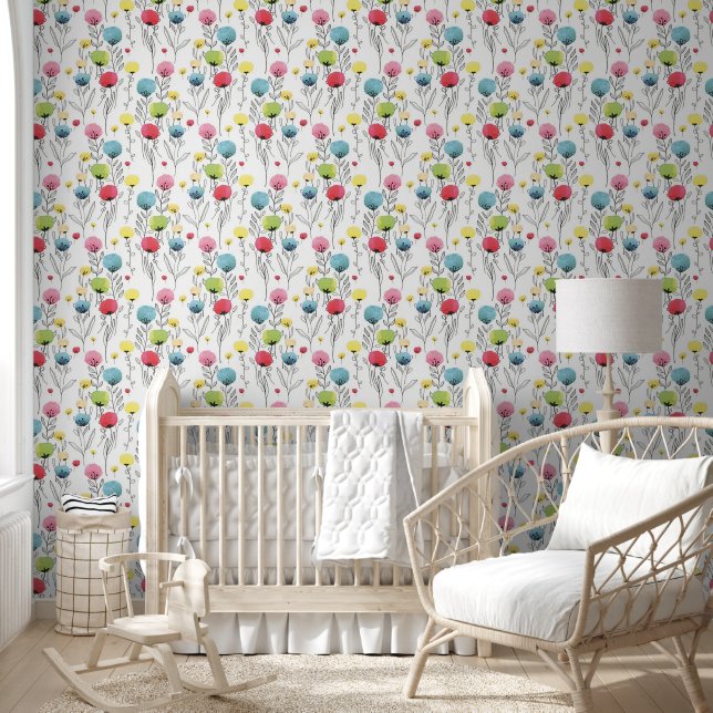 Flower Balloon Smooth Peel and Stick Wallpaper Behang (Kinderen)