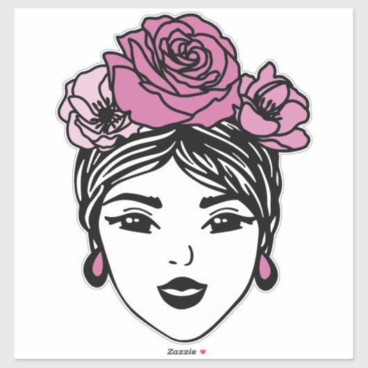 Flower Bandana Messy Bun Sticker (Vel)