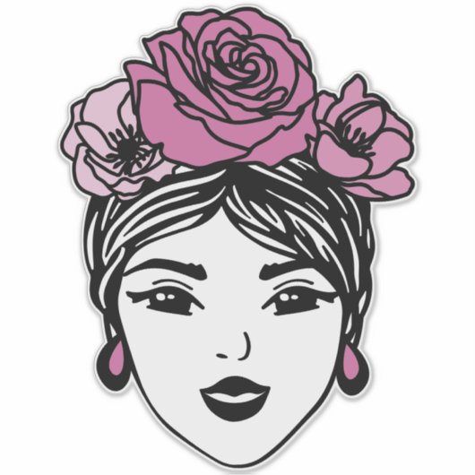 Flower Bandana Messy Bun Sticker (Voorkant)