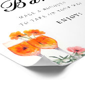 Flower Bar Aperol Spritz Vrijgezellenfeest Sign Poster (Hoek)